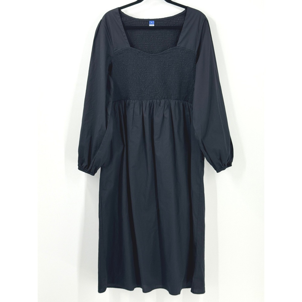 Old Navy Smocked Puff Sleeve Midi Dress Womens XL Milkmaid Square Neck peasant
